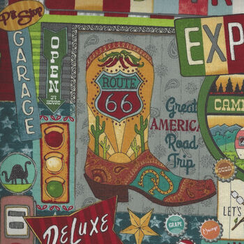 Adventure Awaits for Blank Textiles Route 66 Icons BQ2936 067 Slate