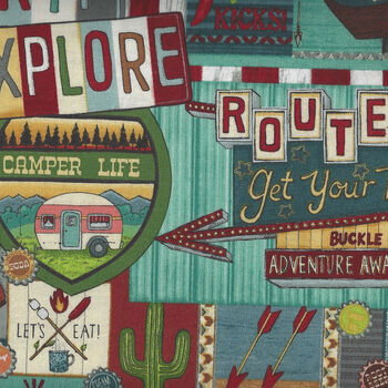 Adventure Awaits for Blank Textiles Route 66 Icons BQ2936 067 Slate