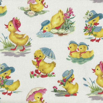 Little Darlings by Freckle + Lollie FLLDD183C Pattern Springtime For Duckling Cream