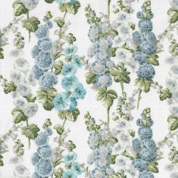 Sanderson Southwold Blue By Free Spirit PWSA022White Patt Hollyhocks