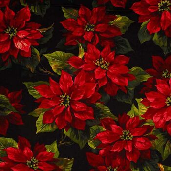 Scarlet Poinsettia by Michael Miller Wideback 108 WBX 3059 Black