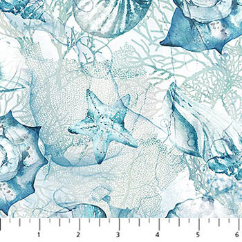 Sea Breeze by Deborah Edwards for Northcott Fabric  DP27098 Sea Shells