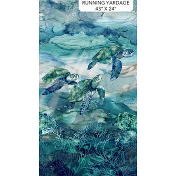 Sea Breeze by Deborah Edwards for Northcott Panel 24 x 42 Turtle DP27095