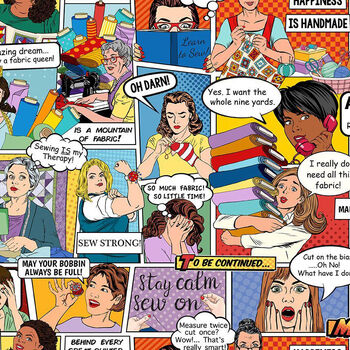 Sew Strong Comic from Timeless Treasures Fabrics ComicCD2594 Multi