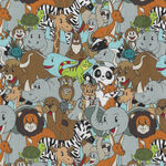 A-Zoo by Blank Textiles Stacked Animals BQ2651 090 Light Grey.