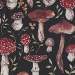 Heavenly Hedgerow For Figo Fabrics 90582-99 Mushrooms Black Multi..