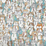 KOKKA Cats Cotton YKA-76070 Colour Aqua Multi.