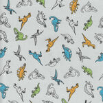 Sevenberry 100% Cotton Made in Japan Dinosaurs 850347 Colour 3 Grey.